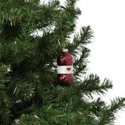 Kersthanger bolletje wol - paars - ø4x8.9 cm