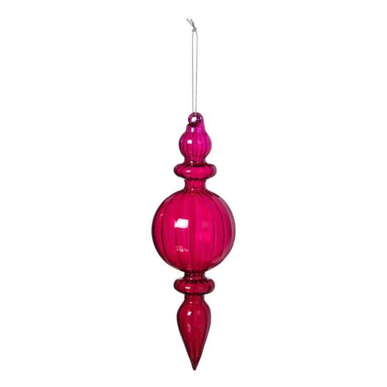 Kersthanger bolling - paars - ø7x22 cm