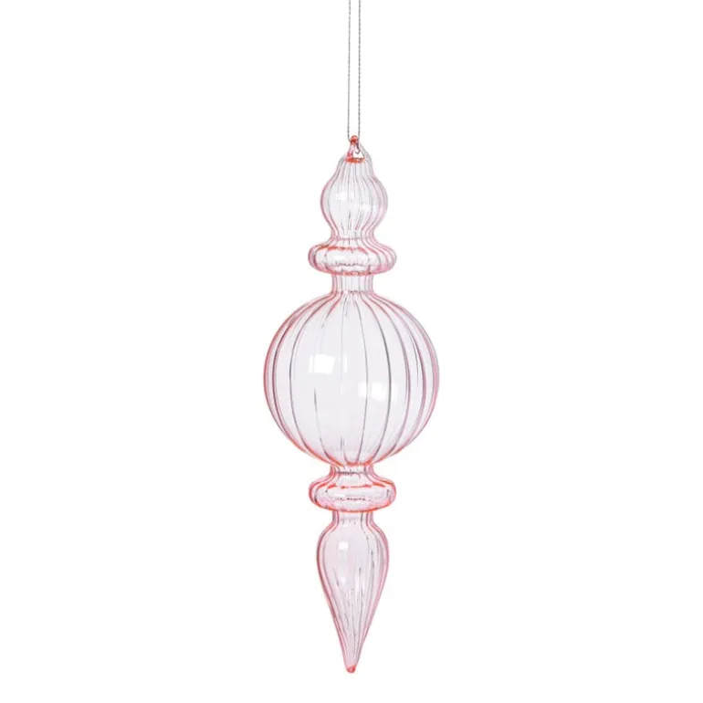 Kersthanger bolling - roze - ø7x22 cm