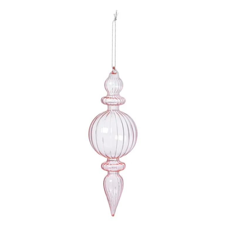 Kersthanger bolling - roze - ø7x22 cm