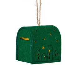 Kersthanger brievenbus - groen - 6.5x6x4.5 cm