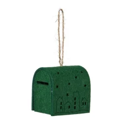 Kersthanger brievenbus - groen - 6.5x6x4.5 cm