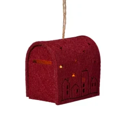 Kersthanger brievenbus - roze - 6.5x6x4.5 cm