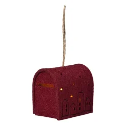 Kersthanger brievenbus - roze - 6.5x6x4.5 cm