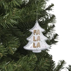 Kersthanger fa la la - transparant - 10.5x10.5x3.5 cm
