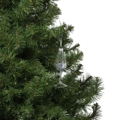 Kersthanger glas met sterretjes - zilverkleurig - ø4x12 cm