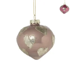 Kersthanger glitter hart - diverse varianten - ø8 cm