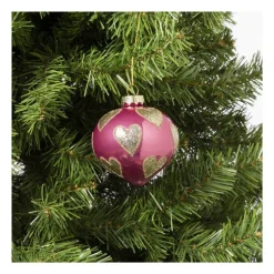 Kersthanger glitter hart - diverse varianten - ø8 cm