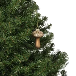 Kersthanger glitter paddenstoel - bruin - ø6x9 cm