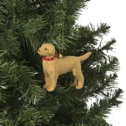 Kersthanger golden retriever met sjaal - bruin- 12x10.2x5 cm