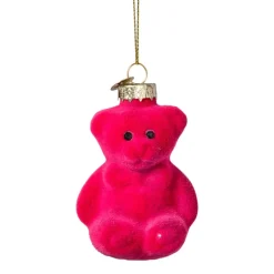 Kersthanger gummybeer velvet - roze - 8x5.6x4.6 cm