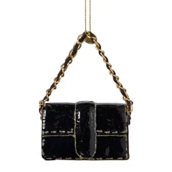 Kersthanger handtas - zwart - 4.2x7x2.8 cm