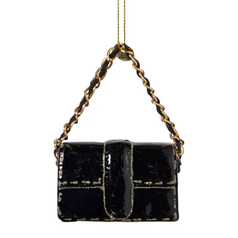 Kersthanger handtas - zwart - 4.2x7x2.8 cm