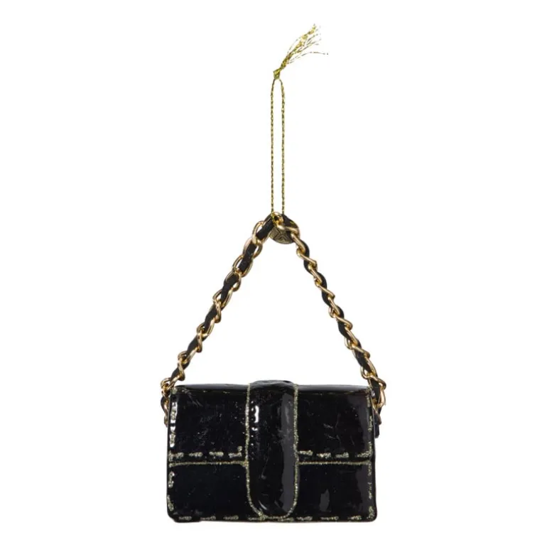 Kersthanger handtas - zwart - 4.2x7x2.8 cm