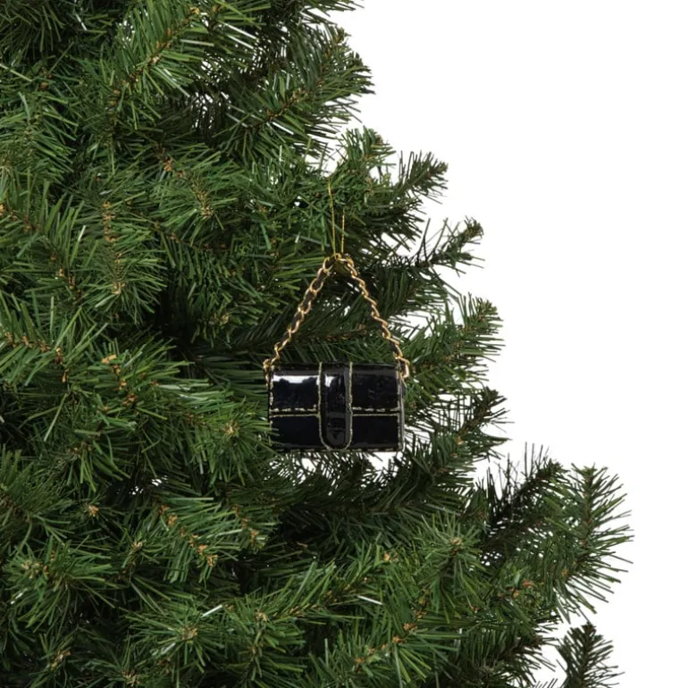 Kersthanger handtas - zwart - 4.2x7x2.8 cm