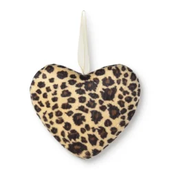 Kersthanger hart luipaard - bruin - 12x12 cm