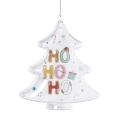 Kersthanger ho ho ho - transparant - 10x8.8x7 cm