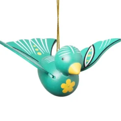 Kersthanger houten vogel - diverse varianten - 6x16x12 cm