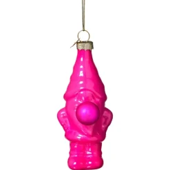 Kersthanger kabouter - roze - 10.5x5.3x4.7 cm