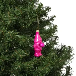 Kersthanger kabouter - roze - 10.5x5.3x4.7 cm