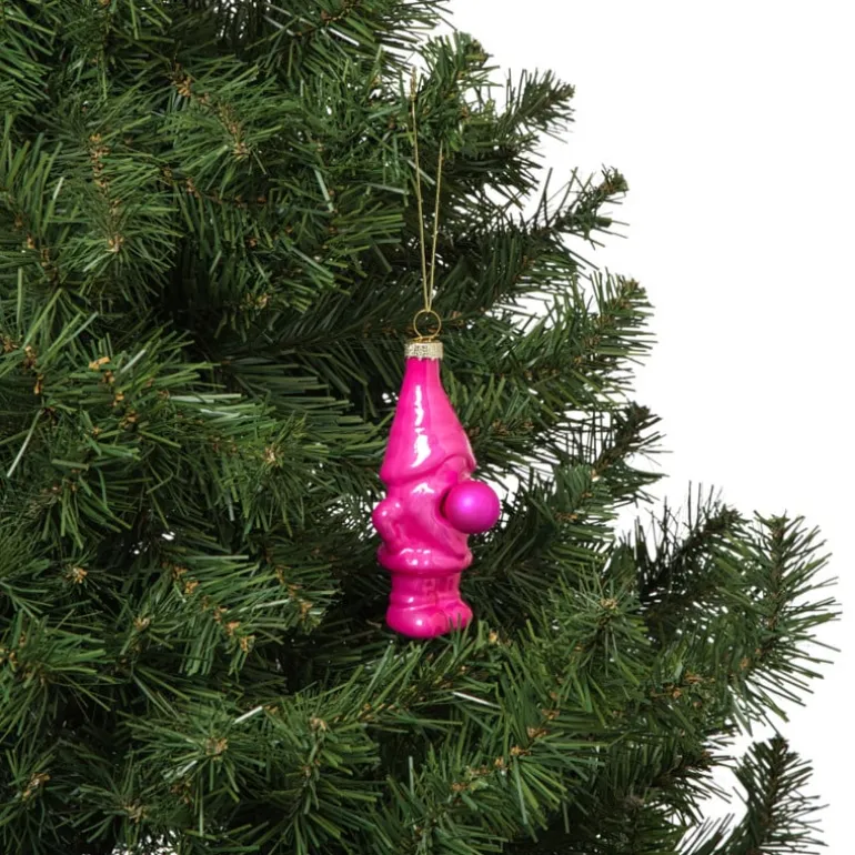 Kersthanger kabouter - roze - 10.5x5.3x4.7 cm