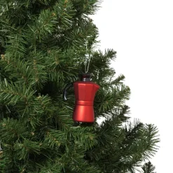 Kersthanger koffiemaker - rood - 10.5x8x5 cm