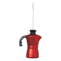 Kersthanger koffiemaker - rood - 10.5x8x5 cm
