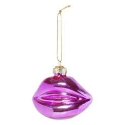 Kersthanger lippen roze - glas - 6.4x8.3x4 cm