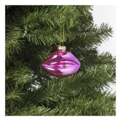 Kersthanger lippen roze - glas - 6.4x8.3x4 cm