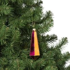 Kersthanger pegel velvet - roze/oranje - 4.3x13.7 cm