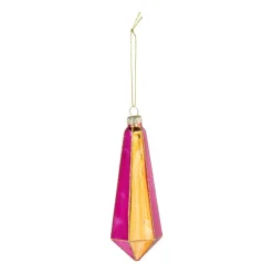Kersthanger pegel velvet - roze/oranje - 4.3x13.7 cm
