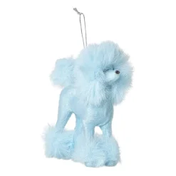 Kersthanger poedel - blauw - 11.5x10x6 cm