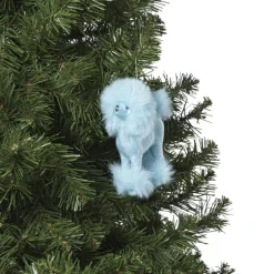 Kersthanger poedel - blauw - 11.5x10x6 cm