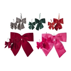 Kersthanger rendier liggend - roze - 8x9 cm