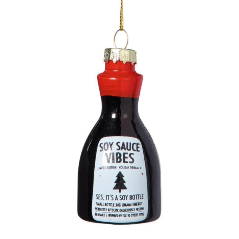 Kersthanger sojasaus - zwart/rood - ø3.5x7.3 cm