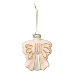 Kersthanger strik - roze - 8.5x8x3 cm