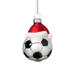 Kersthanger voetbal - zwart/wit- ø6.3x7.8 cm
