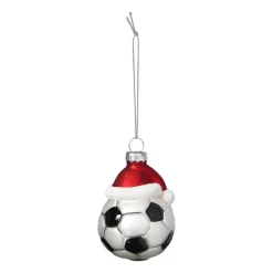 Kersthanger voetbal - zwart/wit- ø6.3x7.8 cm