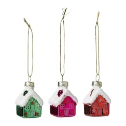 Kersthangers mini - huisjes - set van 3