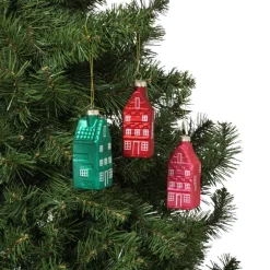 Kersthangers mini - huisjes - set van 3