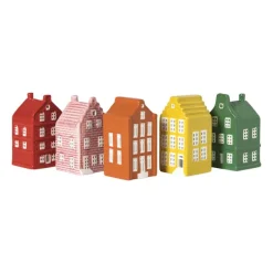 Kersthuisje - oranje - 11x5.5x5.5 cm