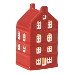 Kersthuisje - rood - 11x5.5x5.5 cm