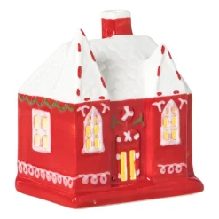 Kersthuisje LED groot - rood - 10x9x6.5 cm