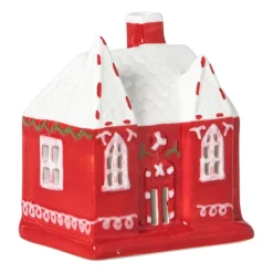 Kersthuisje LED groot - rood - 10x9x6.5 cm
