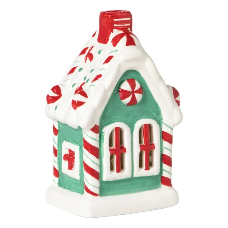 Kersthuisje LED middel - groen - 13x8x6 cm