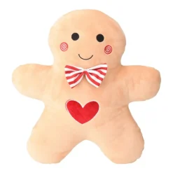 Kerstkussen gingerbread - bruin/rood - 43 cm