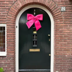 Kerststrik velvet groot - roze - 48x56 cm