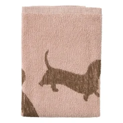 Keukendoek teckels - roze/bruin - 50x50 cm