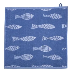 Keukendoek vissen - blauw/wit - 50x50 cm