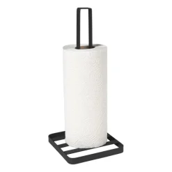 Keukenrolhouder metaal - zwart - 32x14x14 cm